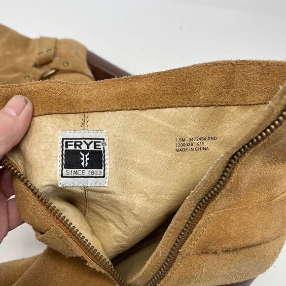 Frye Women's Mid-Calf Suede Blocked Heel Ankle Boots Tan Size 7.5 - Picture 7 of 7